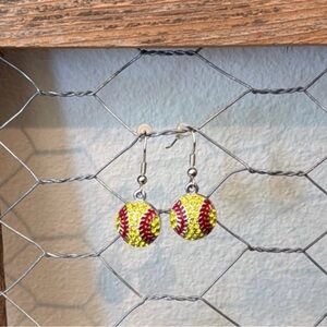 Rhinestone softball earrings